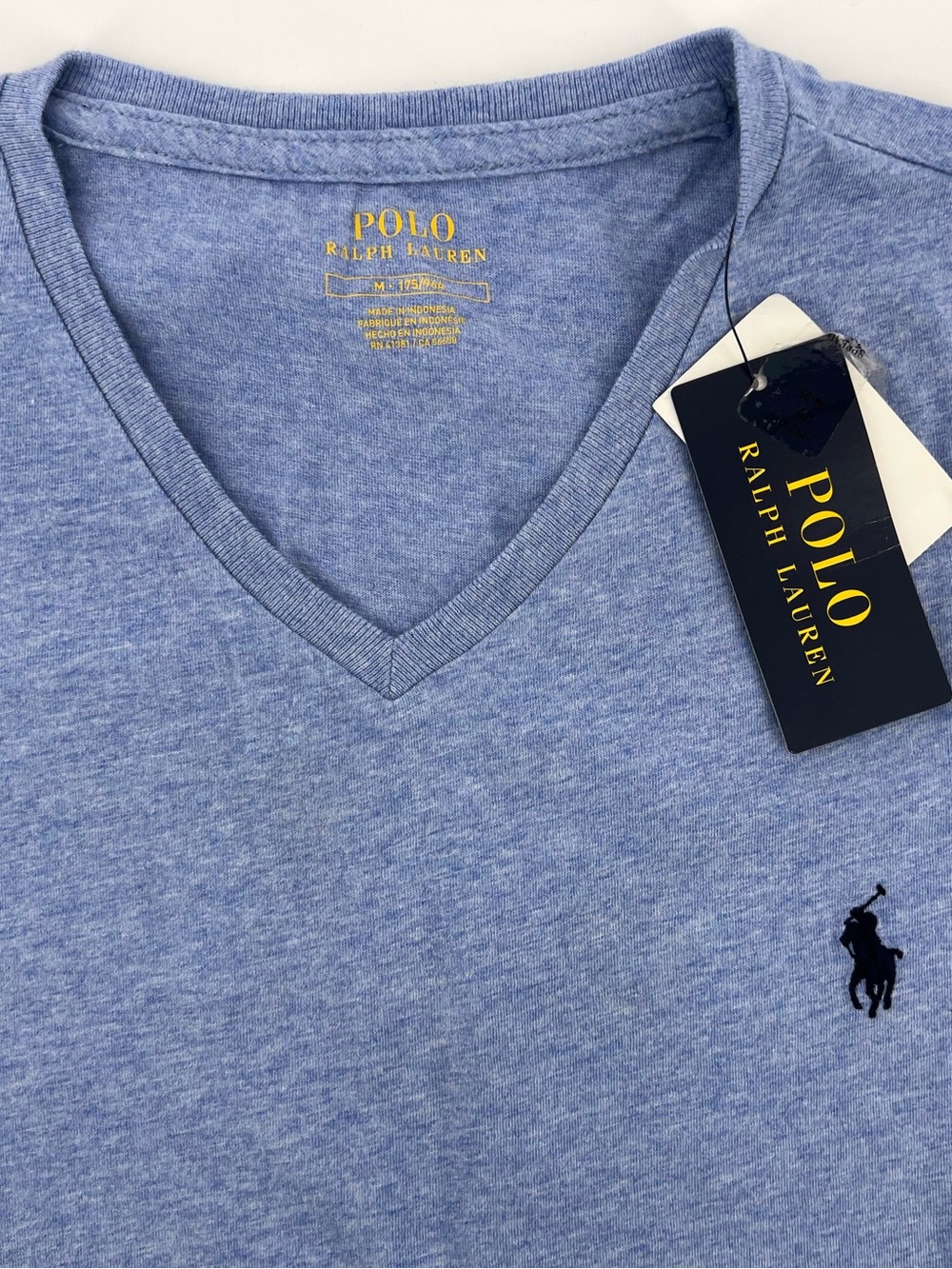 Polo Ralph Lauren Men’s V-Neck Tee Heather Blue Medium NWT